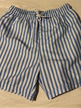 Boys size 4 Blue and White Stripe Swim Shorts Youth Swimsuit Trunks